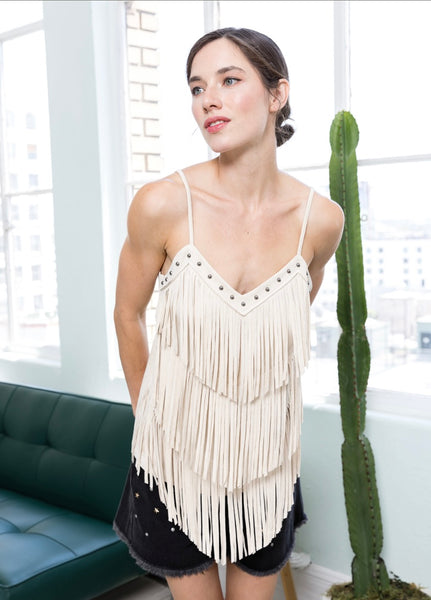 Western Studded Fringe Top