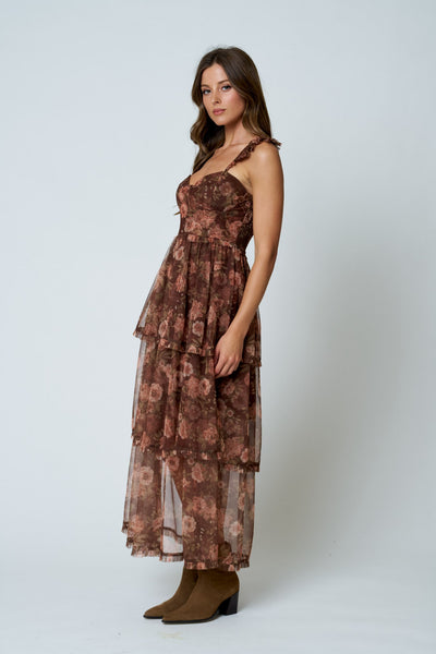 Jesse Chiffon Floral Tiered Dress