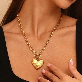 Puffy Heart Toggle Necklace