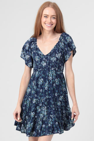 Eyelet Blue Floral Dress