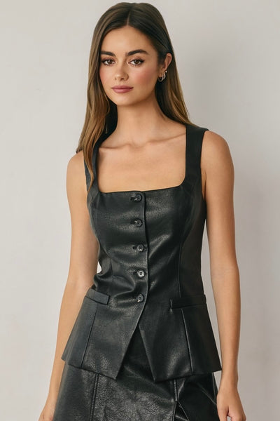 Preorder Faux Leather Vest Top