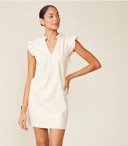 Bone Faux Leather Dress