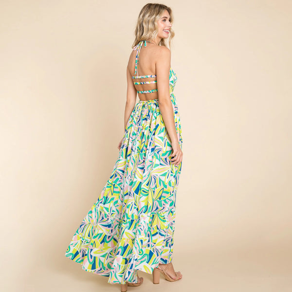 Floral Halter Cami Sun Maxi Dress