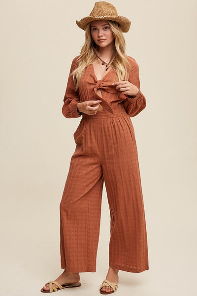 Ali Mack Tie Front Jumpsuit