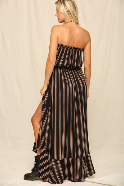 Vertical Stripe Maxi Dress-Large