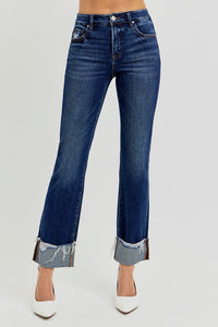 Tummy Control Straight Cuffed Jeans