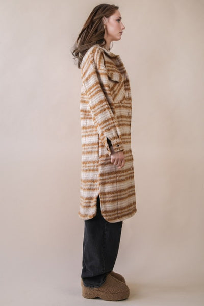 Cream Plaid Shacket Jacket