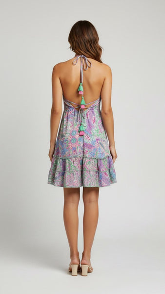 One Size Halter Tassel Mini Dress