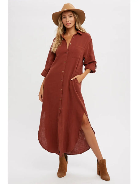 Preorder Button Up Maxi Shirt Dress