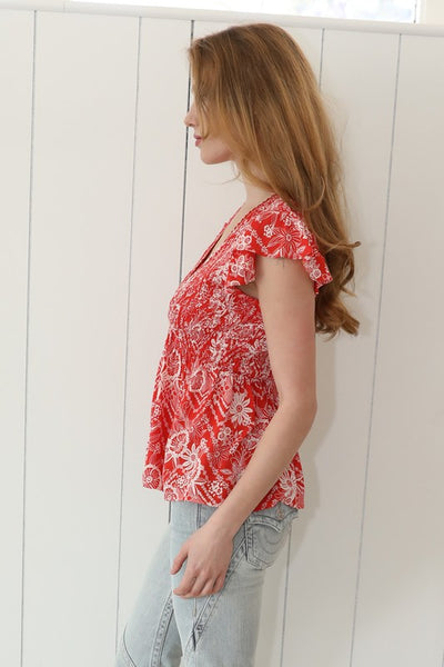Angie Red Floral Top