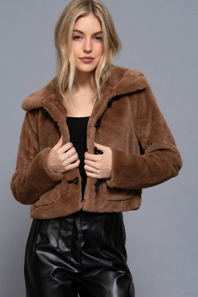 Toggle Button Faux Fur Jacket