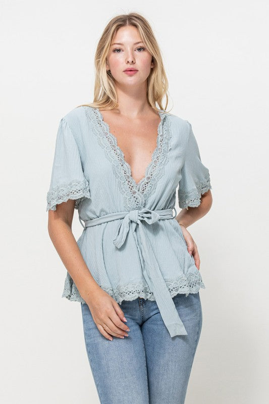 Lace Ruffle Bottom Top