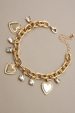 Rhinestone Heart Charm Bracelets