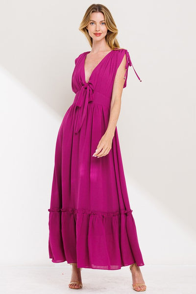 Magenta Front Tie Dress