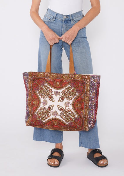 Lovestitch Gypsy Beaded Scarf Print Tote Bag