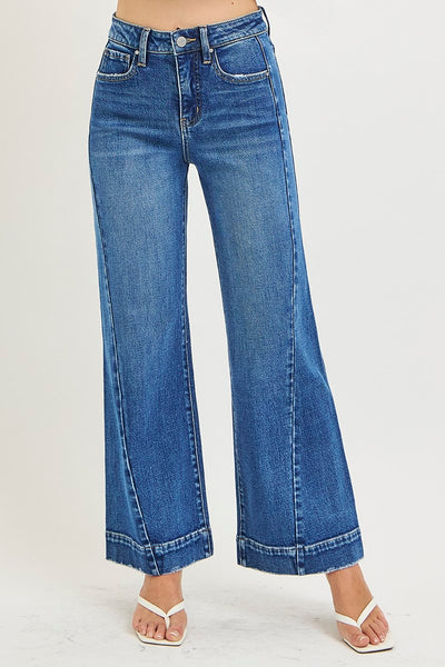 Risen Tummy Control High Rise Ankle Wide Jeans