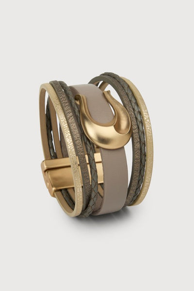 Horseshoe Charm Leather Bracelet