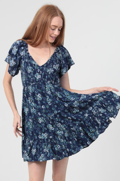 Eyelet Blue Floral Dress