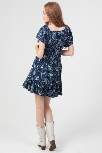 Eyelet Blue Floral Dress