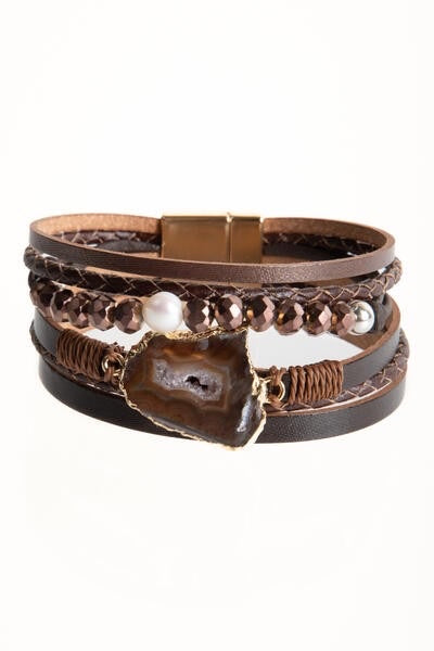 Vegan Leather Agate Bracelet
