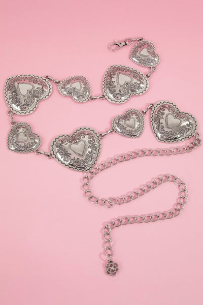Engraved Heart Chain Belt