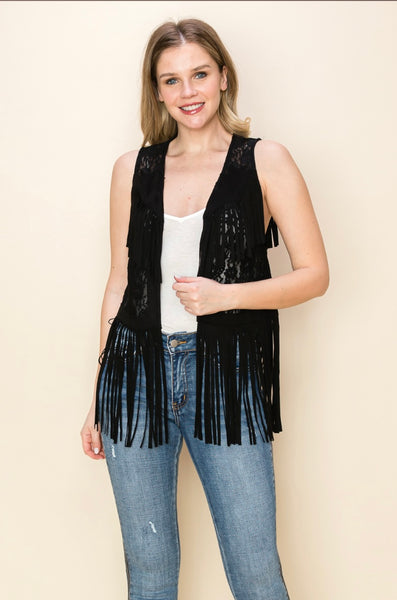 Western Fringe Vest Cardigan