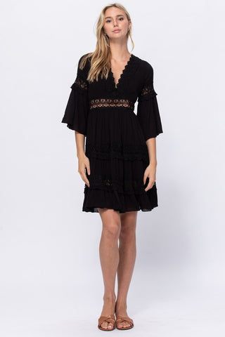 Crochet Ruffle Lace Dress-Small