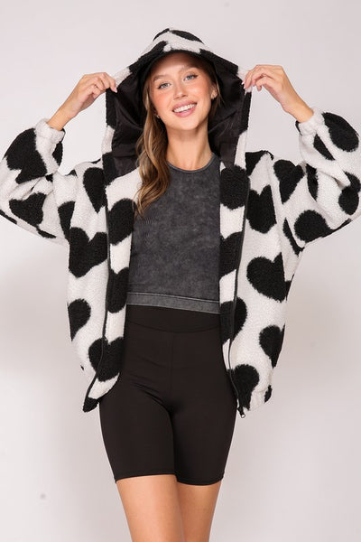 Sherpa Heart Print Jacket