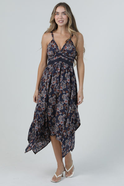 Angie Lace Trim Hanky Hem Dress
