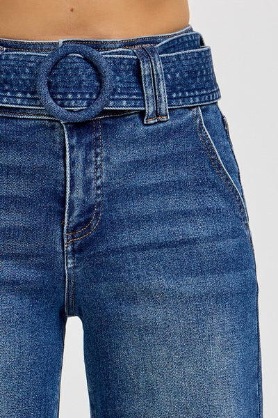 Belted Tummy Control Denim Jeans