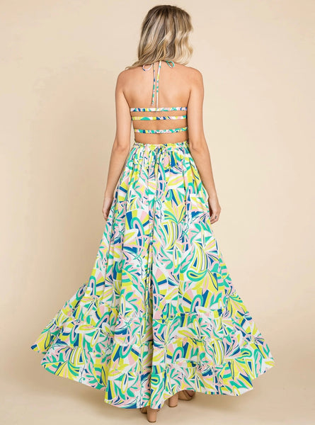 Floral Halter Cami Sun Maxi Dress