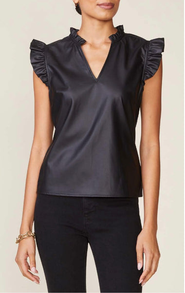 Black Faux Leather Top