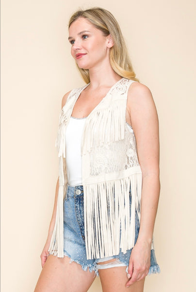 Western Fringe Vest Cardigan