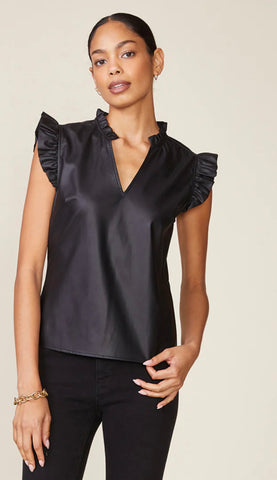 Black Faux Leather Top