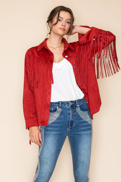 Western Suede Fringe Shirt