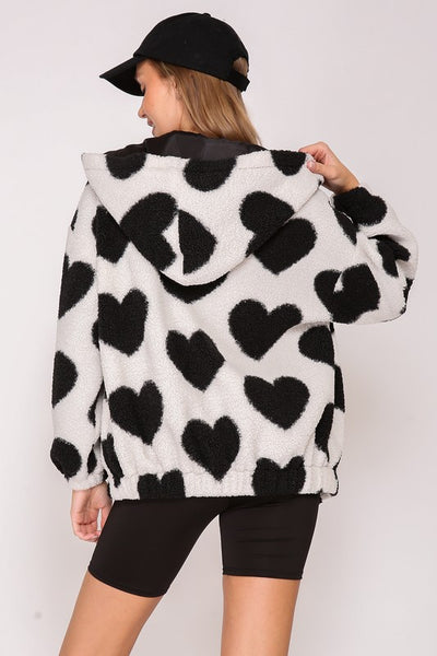 Sherpa Heart Print Jacket