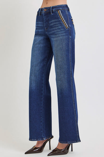 Risen Tummy Control Shield Shape Detail Jeans