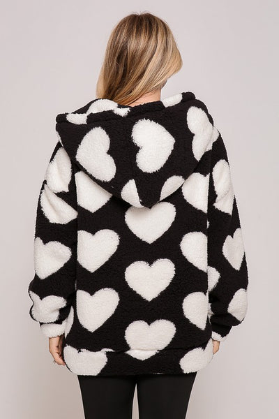 Sherpa Heart Print Jacket