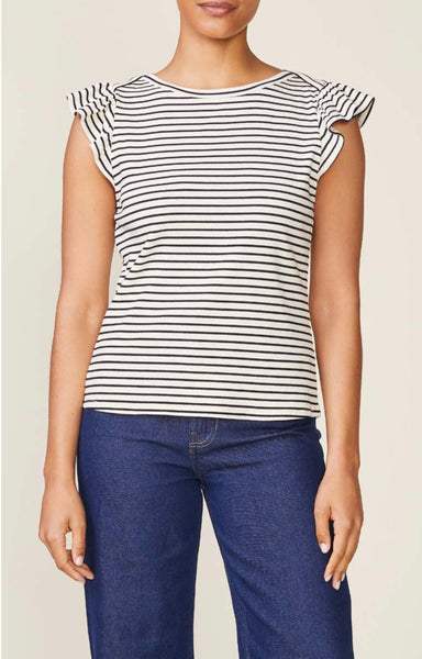 Flutter Sleeve Striped Top