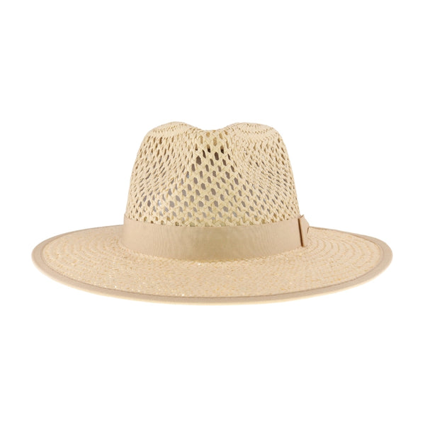 Open Weave Bow Trim Panama Hat