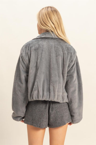 Faux Fur Zip Up Jacket