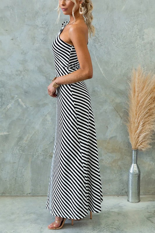 Black/White Stripe One Shoulder Dress WHIF Clothing Boutique Black/White Stripe One Shoulder Dress WHIF Clothing Boutique