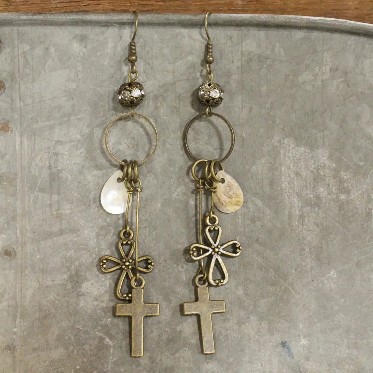 Vintage Cross Pendant Charmed Earrings