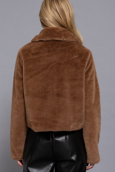 Toggle Button Faux Fur Jacket