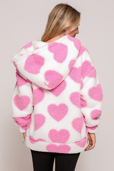Sherpa Heart Print Jacket