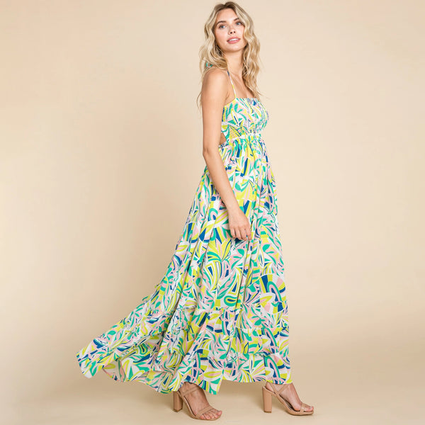 Floral Halter Cami Sun Maxi Dress