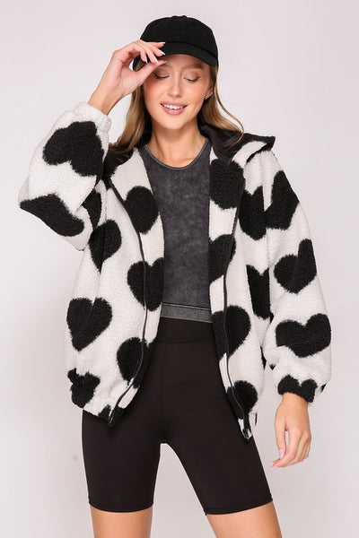 Sherpa Heart Print Jacket