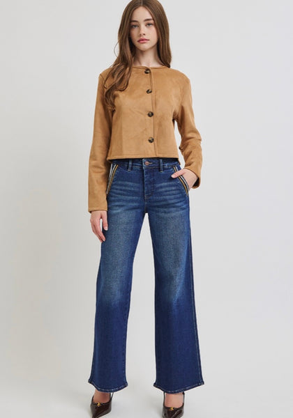 Risen Tummy Control Shield Shape Detail Jeans