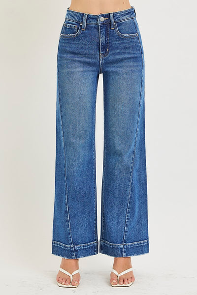 Risen Tummy Control High Rise Ankle Wide Jeans