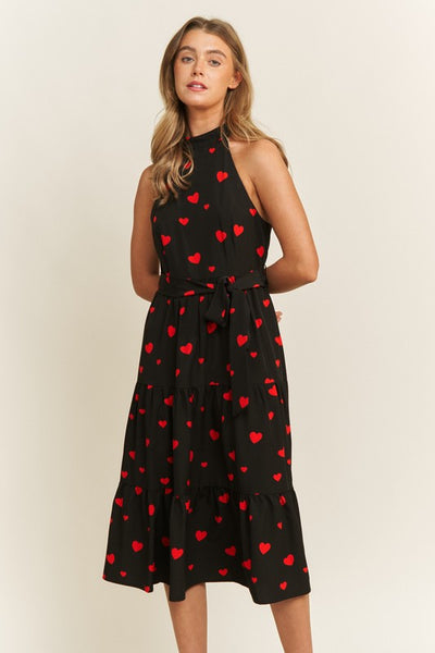 Heart Print Halter Dress